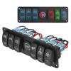 6 Gang Rocker Switch Panel Waterproof On-Off LED Voltage Display for RV Car Marine