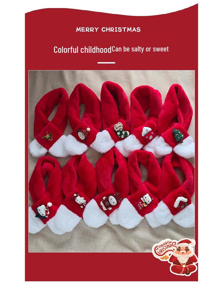 Kids' Red Knit Scarf: Winter Plush Neck Warmer