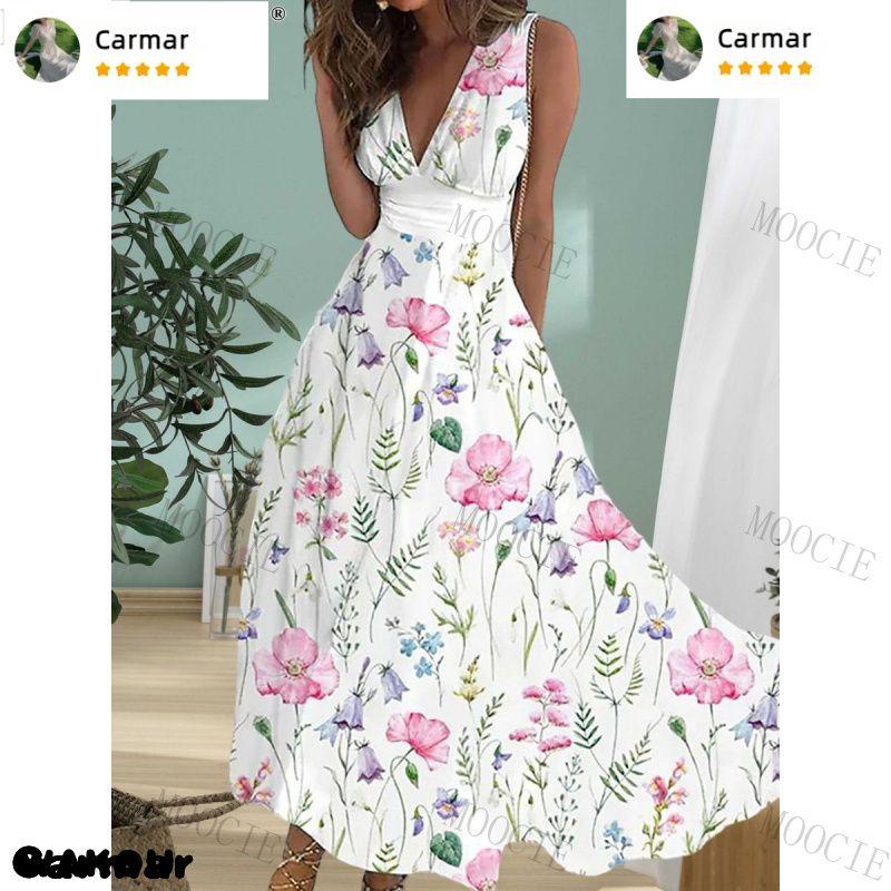 Women's Long Dress Maxi Dress Casual Dress Swing Dress A Line Dress Floral Fashion Streetwear Outdoor Daily Date Print Sleeveless V Neck Dress
