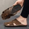 Fashion Outdoor Summer Sandals Mens Casual Leather Slippers Classic Half Drag Beach Rubber Flip Flops Quick Dry Man Water Trekking Flats