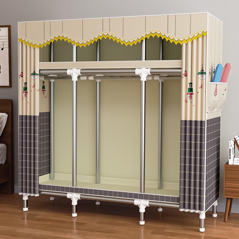 Thickened Steel Pipe Fabric Wardrobe for Dorm or Bedroom Storage
