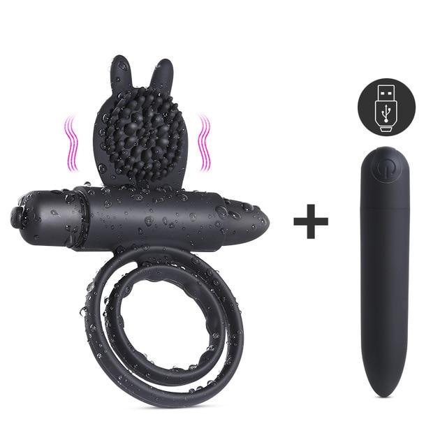 Mini  Silicone Vibrating Double  Ring  Rings