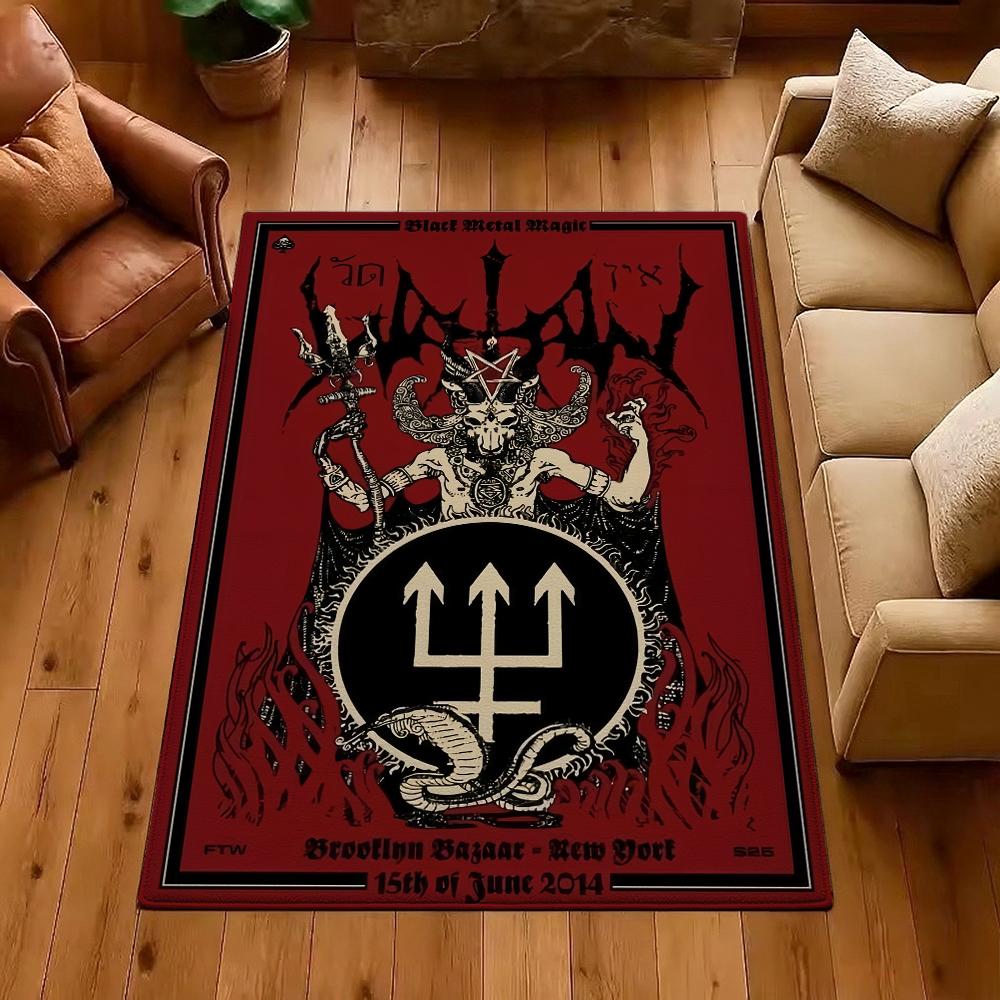 Dark Satanic Black Metal Art Patterned Rug Allseason Carpet For Entryway Home Party Decor Gift For Friends