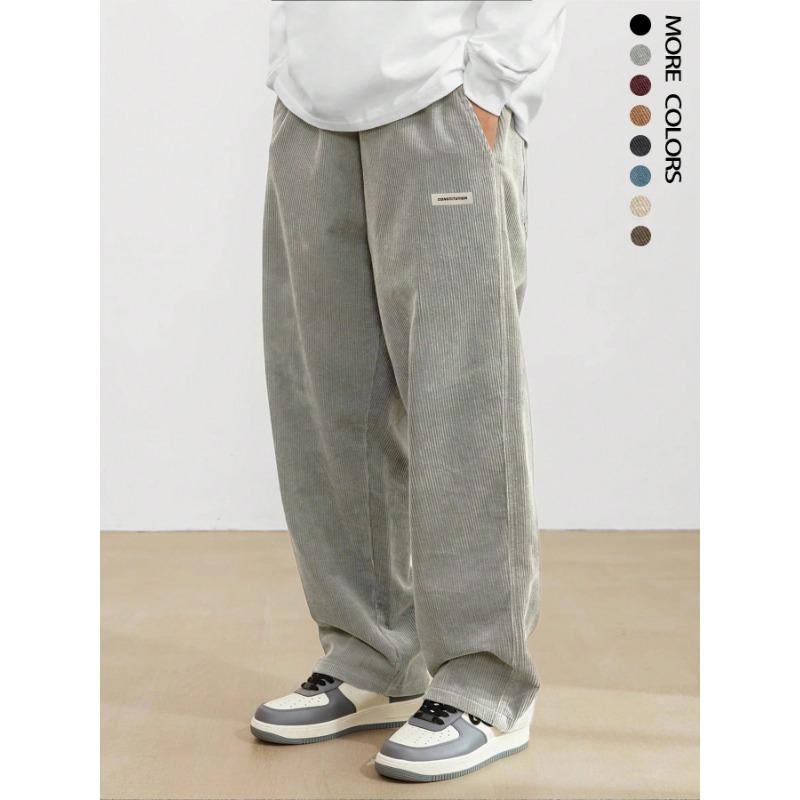 Men's new corduroy casual pants spring and summer retro loose straight trousers