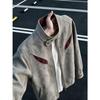 American deconstructed leather jacket men's autumn splicing contrasting color stand-up collar baseball jersey short jacket