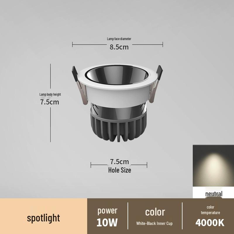 Spot încastrat fără ramă anti-orbire pentru sufragerii și holuri