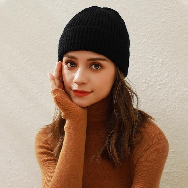 Solid color knitted hat children's autumn and winter new student versatile dome melon rind wool hat cold hat men's trend