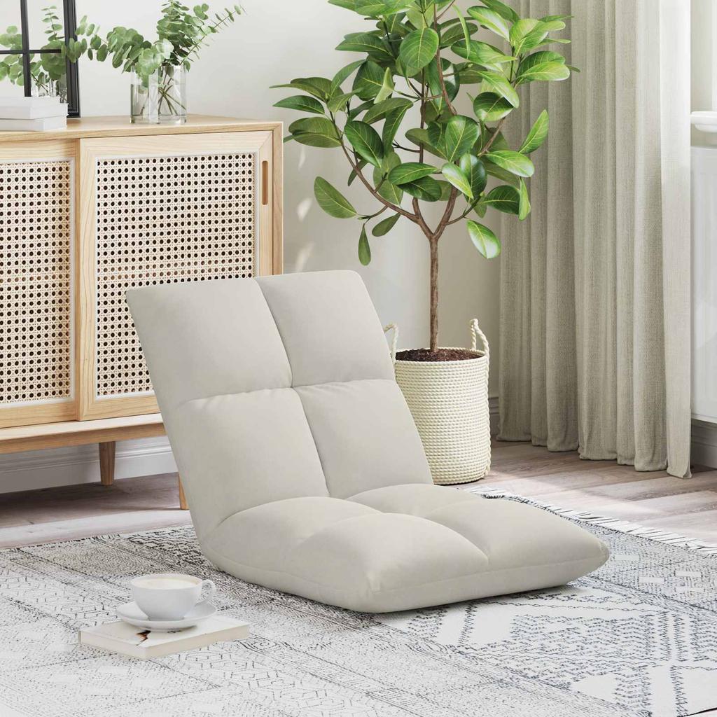Adjustable Footstool Cream Velvet