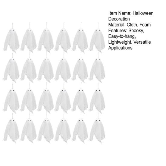 24 Pcs Halloween Ghost Decorations White Gauze Ghost Hanging Ornaments Small Hanging Ghosts Tree Ornaments for Farmhouse Haunted House Party