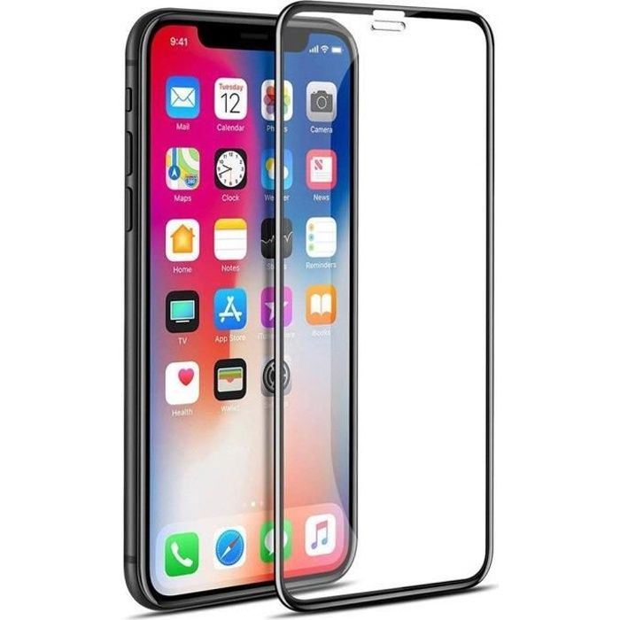 Film de protection - Verre Trempé - iPhone X - Noir - Super fine - Résistant aux rayures