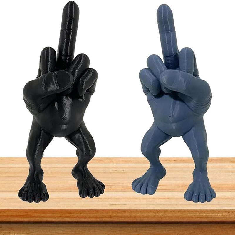 Middle Finger Figure With Legs Funny Figurine Gag Statue With Legs Hand Gesture Figurines Creative Resin Finger Sculpture