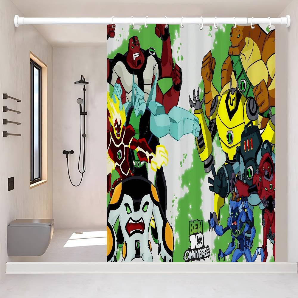 

American Cartoon Ben 10 Waterproof Fabric Shower Curtain Bathroom Decoration Curtain Home Hawaiian Style Shower Curtain W60H190(CM)-1 Pcs