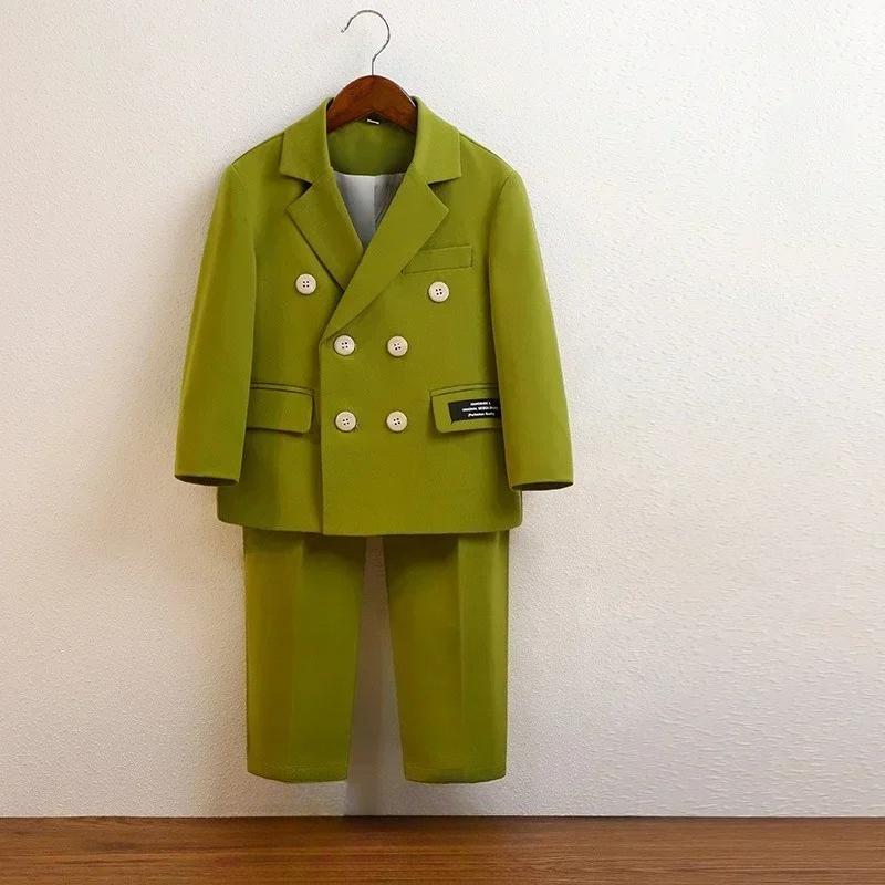 Suit for Boys Fall Casual Children School Uniform Outfits Handsome Kids Host Performance Costume 2-12Y Boy Birthday Blazers Set