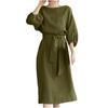 Deago Women's Casual Dresses 3/4 Sleeve Round Neck And Flare Midi Long Dress For Spring Summer Fall