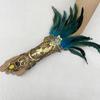 Gothic Feder Goldspitze Langer Handschuh Armband Damen Party Sexy Fingerlose Handschuhe Übertriebene Spitze Netzhandschuhe Accessoires