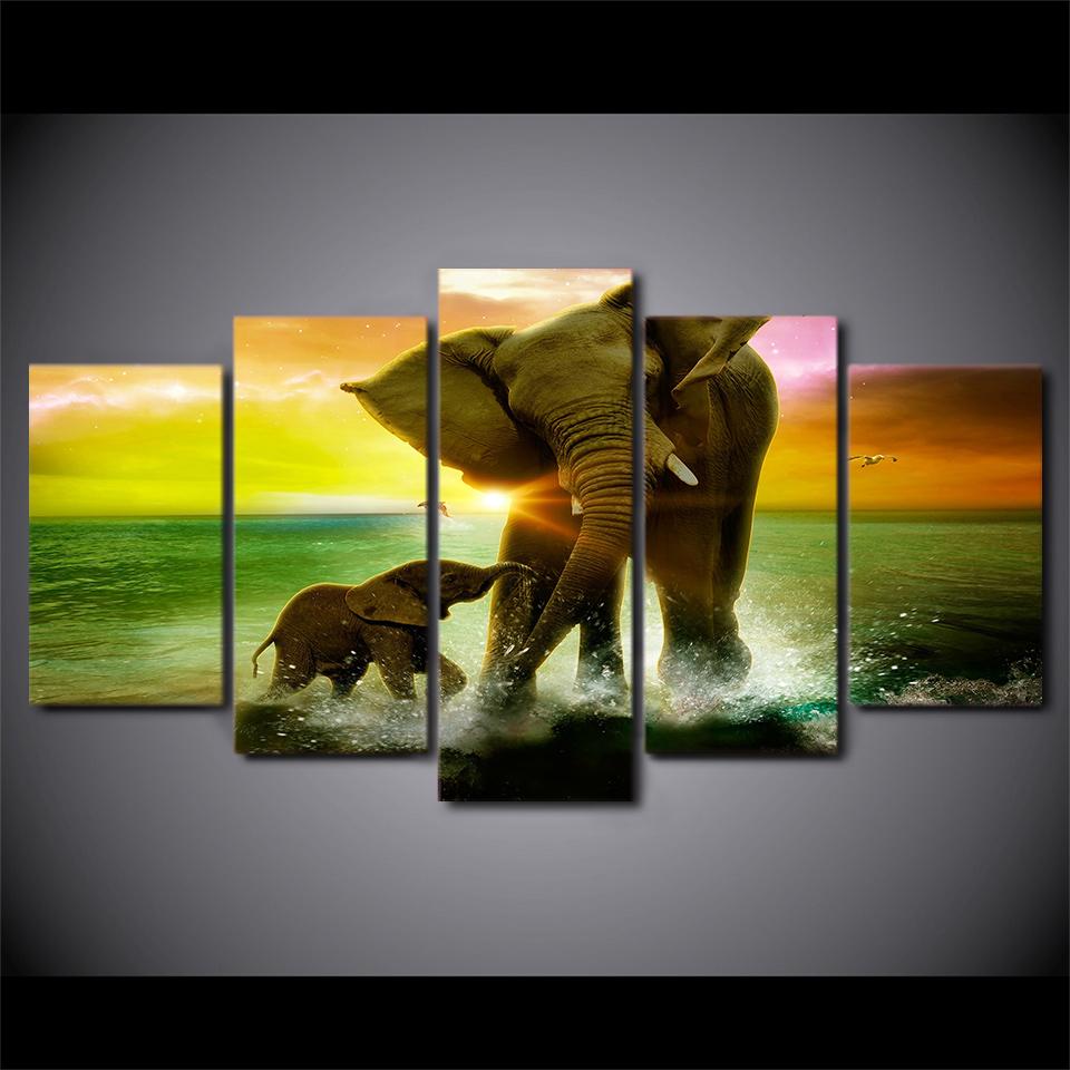 HD Printed Elephant Family Painting Canvas Print Room Decor Print Poster Picture Canvas