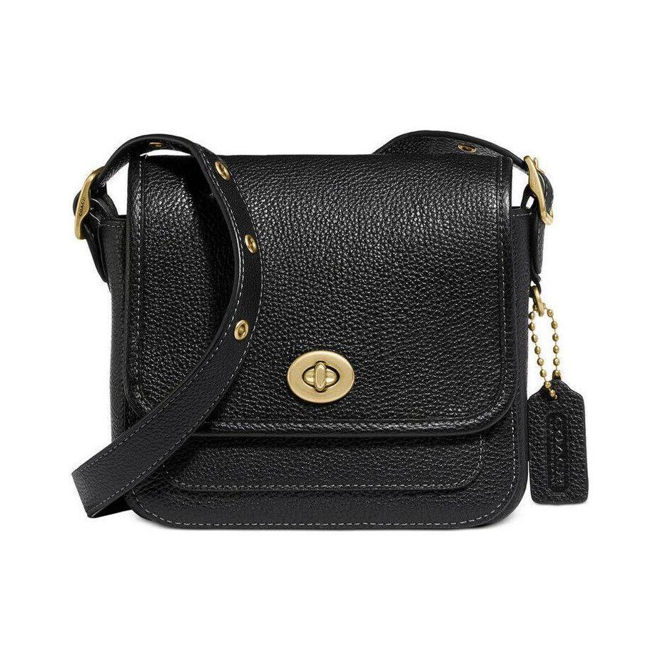 

Coach Rambler 16 Turn Lock Leather Shoulder Crossbody Bag Women bags Black 7521-BLK Basic Set (Bag+Dust Bag)