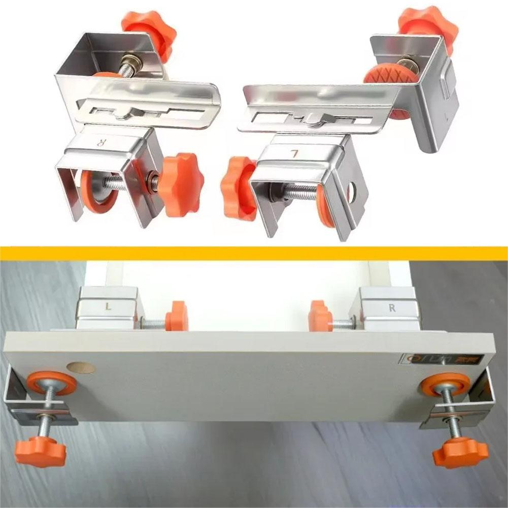 2pcs Adjustable Drawer Front Clamps For 10-30mm Thick Panels Stainless Steel Drawer Fixing Clips For Cabinet Drawer Front Mounting Installation