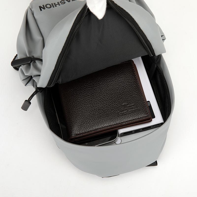 Men's Waterproof Chest Bag Multifunction Oxford Crossbody Shoulder Bag Messenger Travel Pack with A Headphone Wire Access Hole