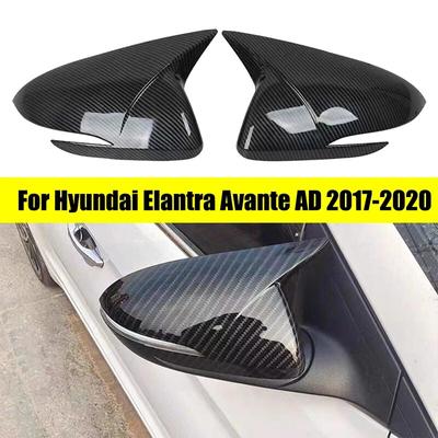 For Hyundai Elantra Avante AD 2016- Rearview Side Mirror Cover Wing Cap Exterior Door Rear View Case Trim Carbon Fiber Look