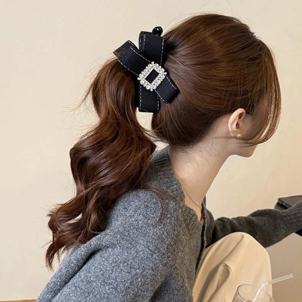 Korean Style Women Vertical Clip Plastic Ponytail Holder Shark Clip Bow Banana Clip  Party
