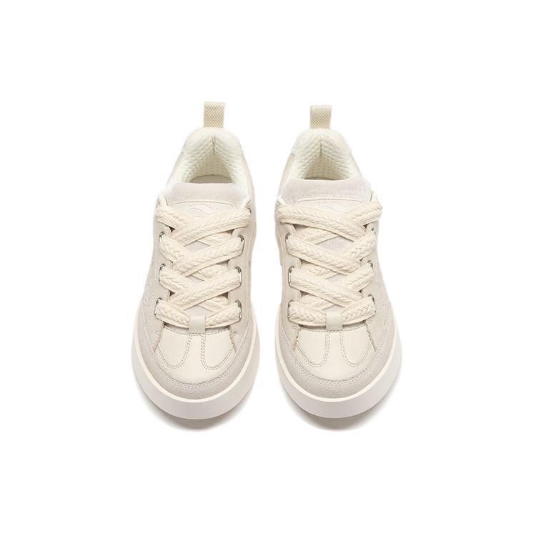 Li-Ning 1990 Wind Chime Retro Color Block Non-Slip Wear-Resistant Low-Top Skate Shoes Women sneaker Pearl-White ALFS178-2