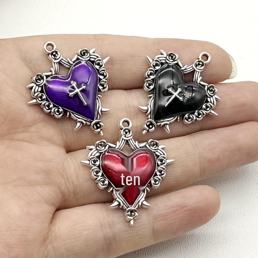 European & American Retro Dark Style Rose & Cross Pendant Accessories