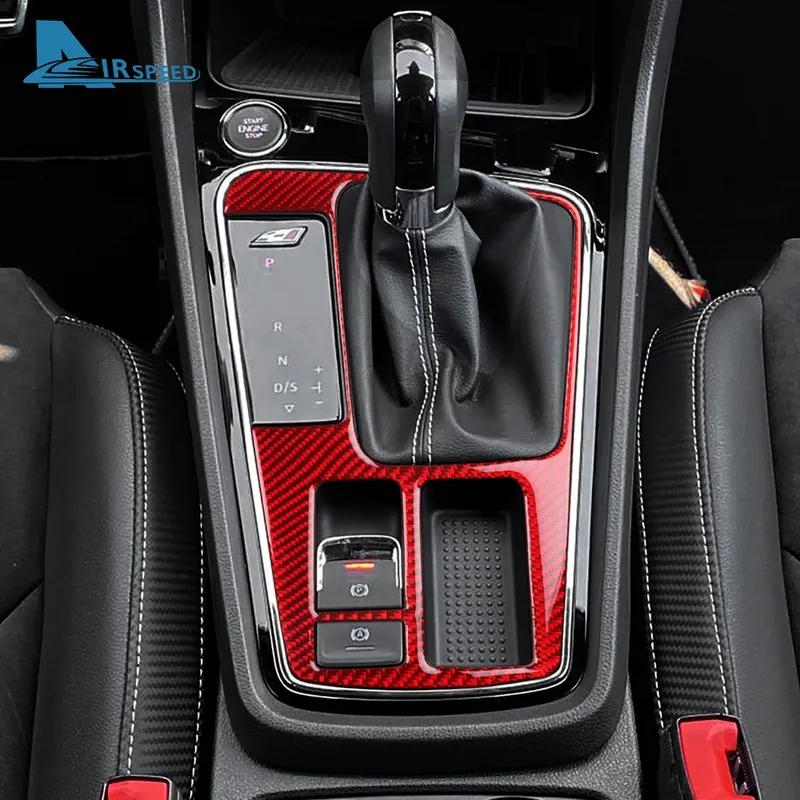 For SEAT Leon 2017 2018 Real Soft Carbon Fiber Sticker LHD RHD Car Gear Shift Inner Frame Panel Trim Interior Accessories