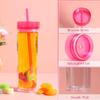 450ml Colorful Straw Cup,Skinny Clear Coffee Cup,Summer Ice Water Bottle,Double Wall Plastic Drinkware for Juice Shakes Smoothie