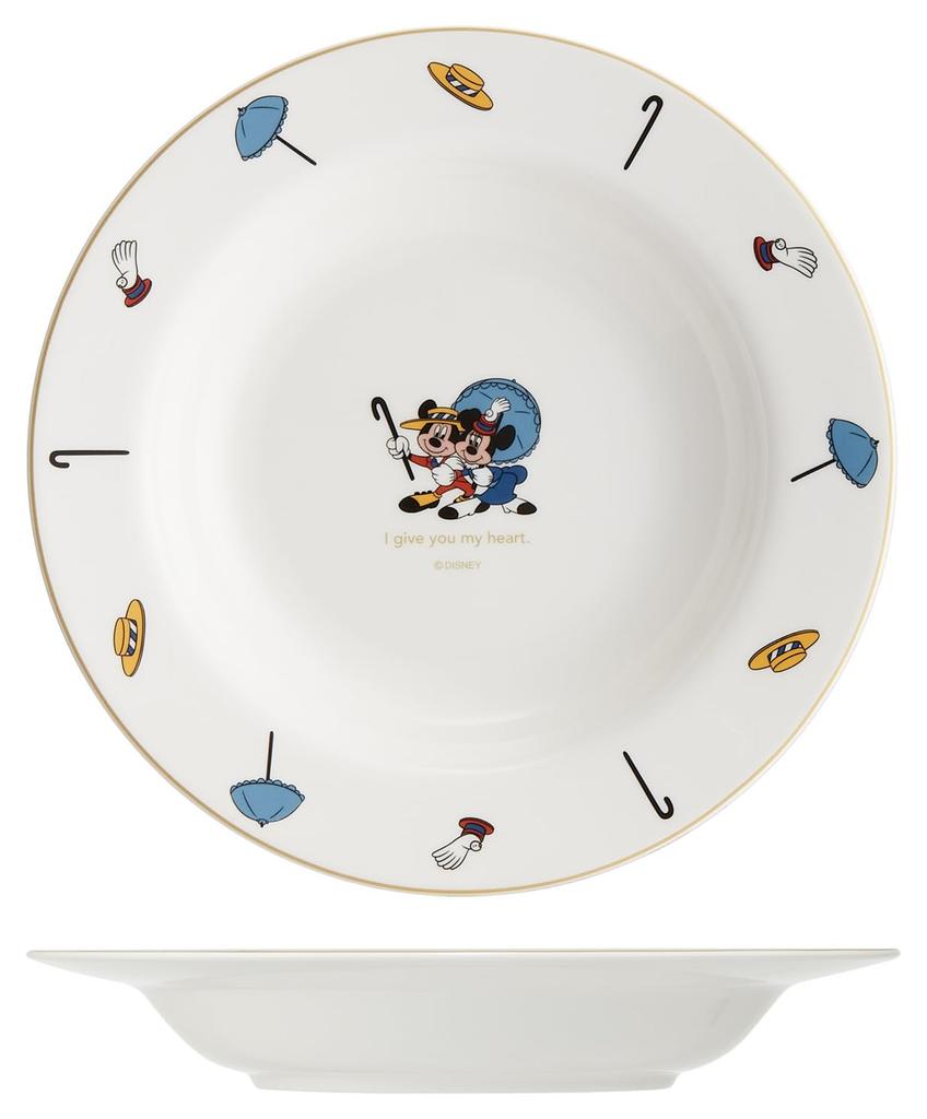 Skater 23cm Soup Plate, Dishwasher Safe, Narumi Bone China, Made in Japan, Disney Mickey & Minnie Mouse Design, CBSP23-A