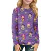 Children's Witch  Printed Long Sleeved Round Neck Top With Floral Print For Daily Casual T-shirt