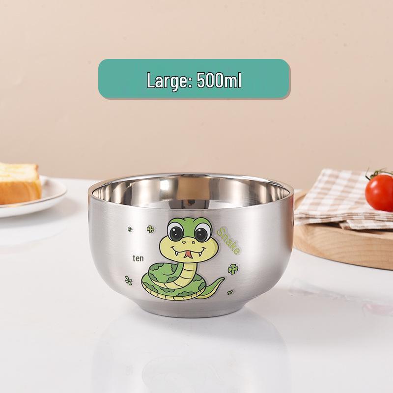 Children's Cartoon Zodiac Insulated Stainless Steel Bowl - Food Grade, Double Layer, Anti-Fall Design