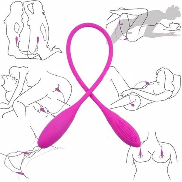Rechargeable Dual Vibrator 7 Speeds Double Head Jump Egg Bullet Dildo Vibrator Anal Butt Plug Adult Sex Toy For Couple Men Women