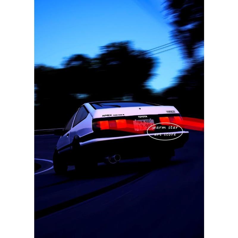 Initial D Poster Anime Initial Drift Car AE86 TAKUMI Jdm Car Wall Art Kawaii Room Decor Quality Canvas Painting Home Decoration