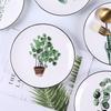 Green Plant Ceramic Plate Creative Cartoon Fruit Plate Household Western Steak Plate Ceramic Tableware
