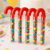6pcs Large Candy Cane Plastic Tubes with Red Lids - Transparent Party Favors for Christmas, Birthdays & Festive Celebrations