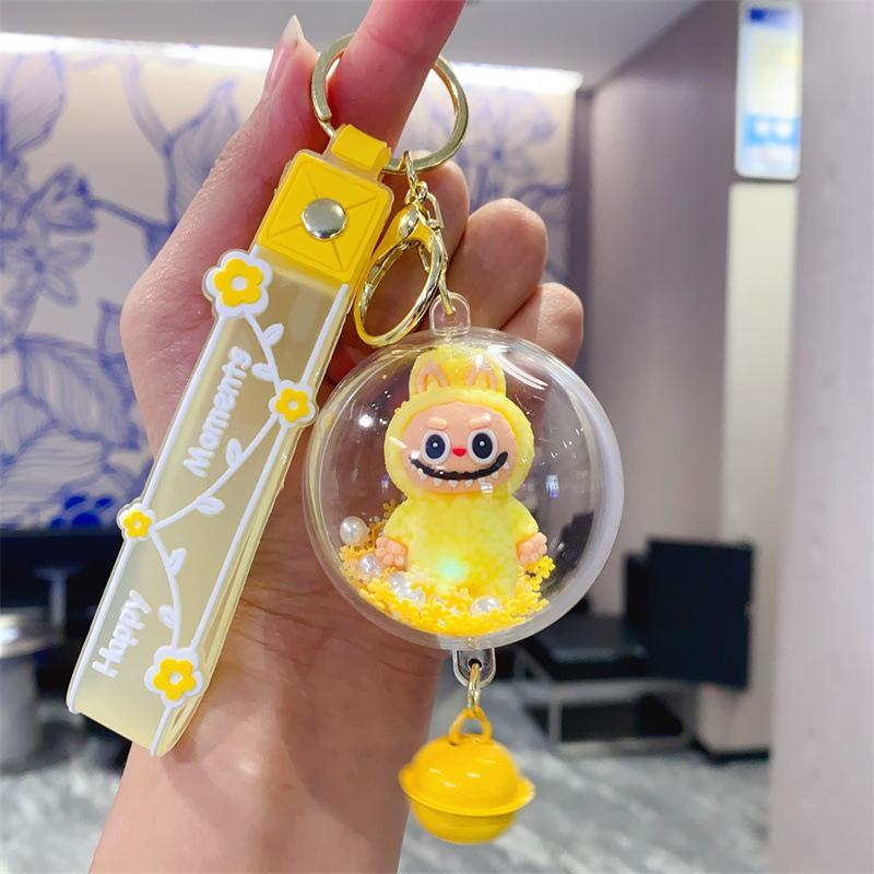 Cartoon Rocking Music Rabub Keychain Pendant Cute Labubu Bubble Beads Schoolbag Car Pendant