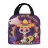 Mexican Sugar Skulls And Flowers Insulated Lunch Bag for Women Children Portable Food Boxes Thermal Lunch Box Tote