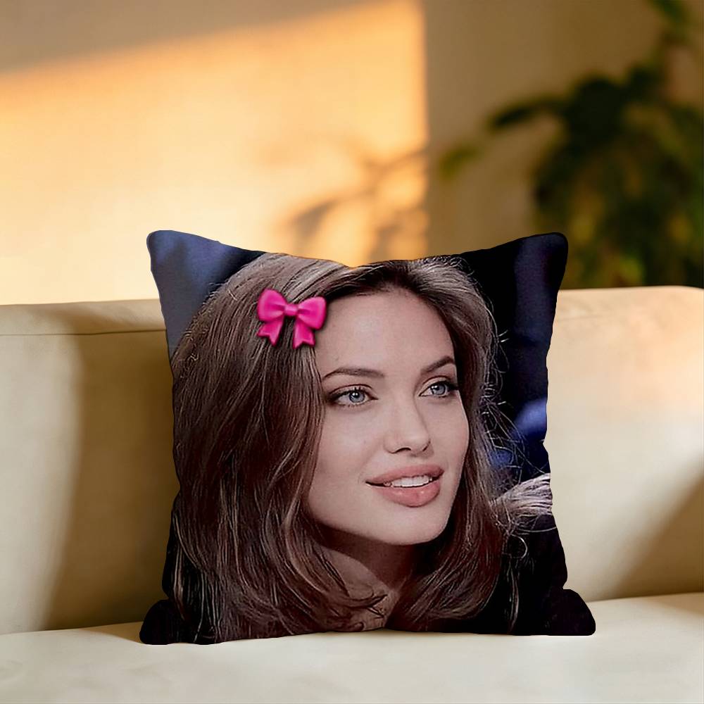 Popular Actress AAngelina Jolie Pillow Case Square DoubleSided Sofa Cushion Cover Bedroom Bedside Pillow