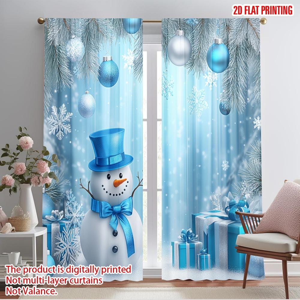

2 шт., 2D-печать на ткани для штор, милый снеговик, рождественские подарки, снежинки, 100% полиэстер (без удилища) Подарки, идеально подходящие для 130.00×209.99 cm 2pcs
