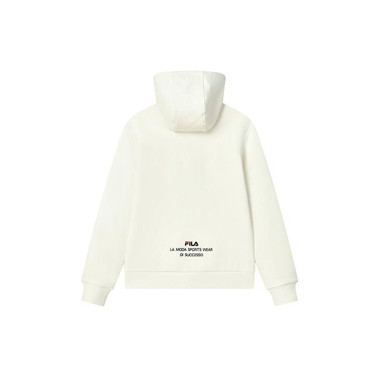 Fila Casual Basic Letter Simple Long Sleeve Hoodie Women Hoodies Pearl-White F11W248203F-IV