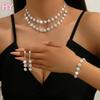 HY Women's 3 Piece Luxury Set Fashionable Shiny Rhinestone Necklace Earrings Bracelet for Anniversaries Party Gift