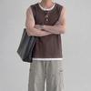 Onl Layered Henley Neck Tank Top Ribbed