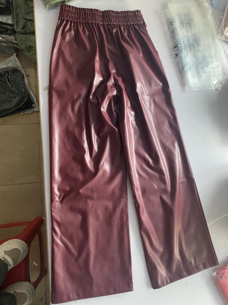 High Waist PU Leather Flare Pants with Waist-cinching & Pockets - 2025 Fashion