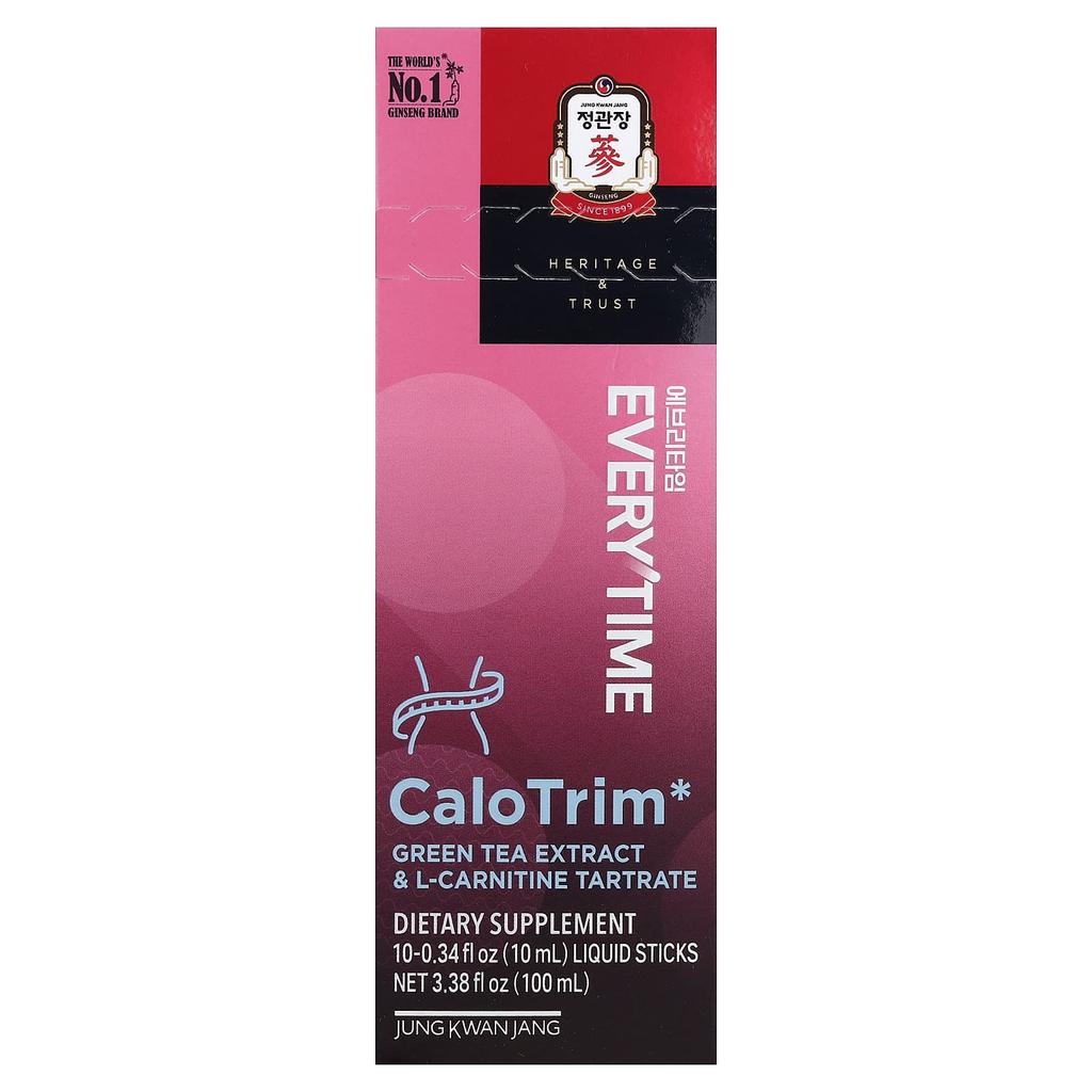 JungKwanJang, Everytime CaloTrim, Green Tea Extract & L-Carnitine Tartrate, 10 Liquid Sticks, 10ml (0.34 fl oz) Each