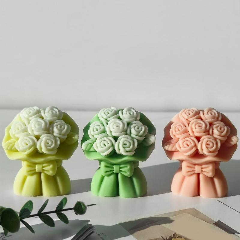 3D Rosenstrauß Kerzenform Silikonform zum Basteln von Aromatherapiekerzen Valentinstagsgeschenk Bastelbedarf
