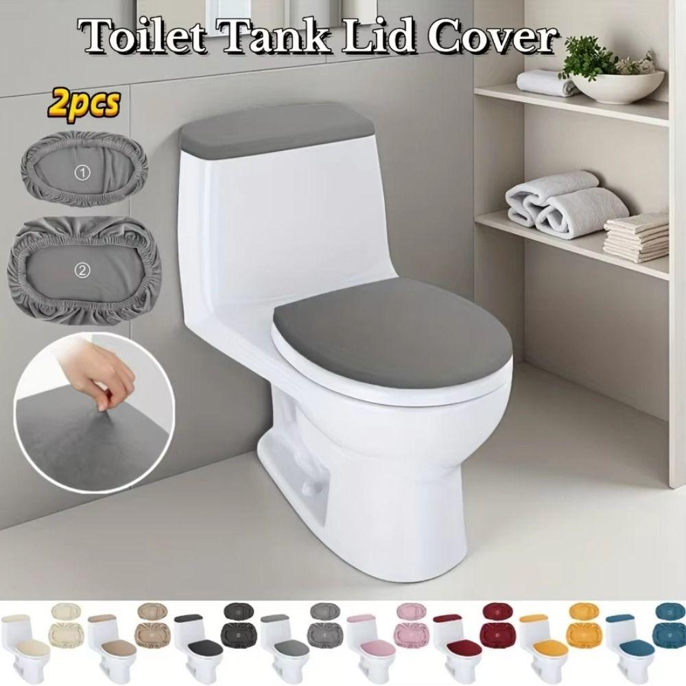 2Pcs/Set Thickened Toilet Seat Cover Solid Color WC Cover Toilet Dust Cover Home Bathroom