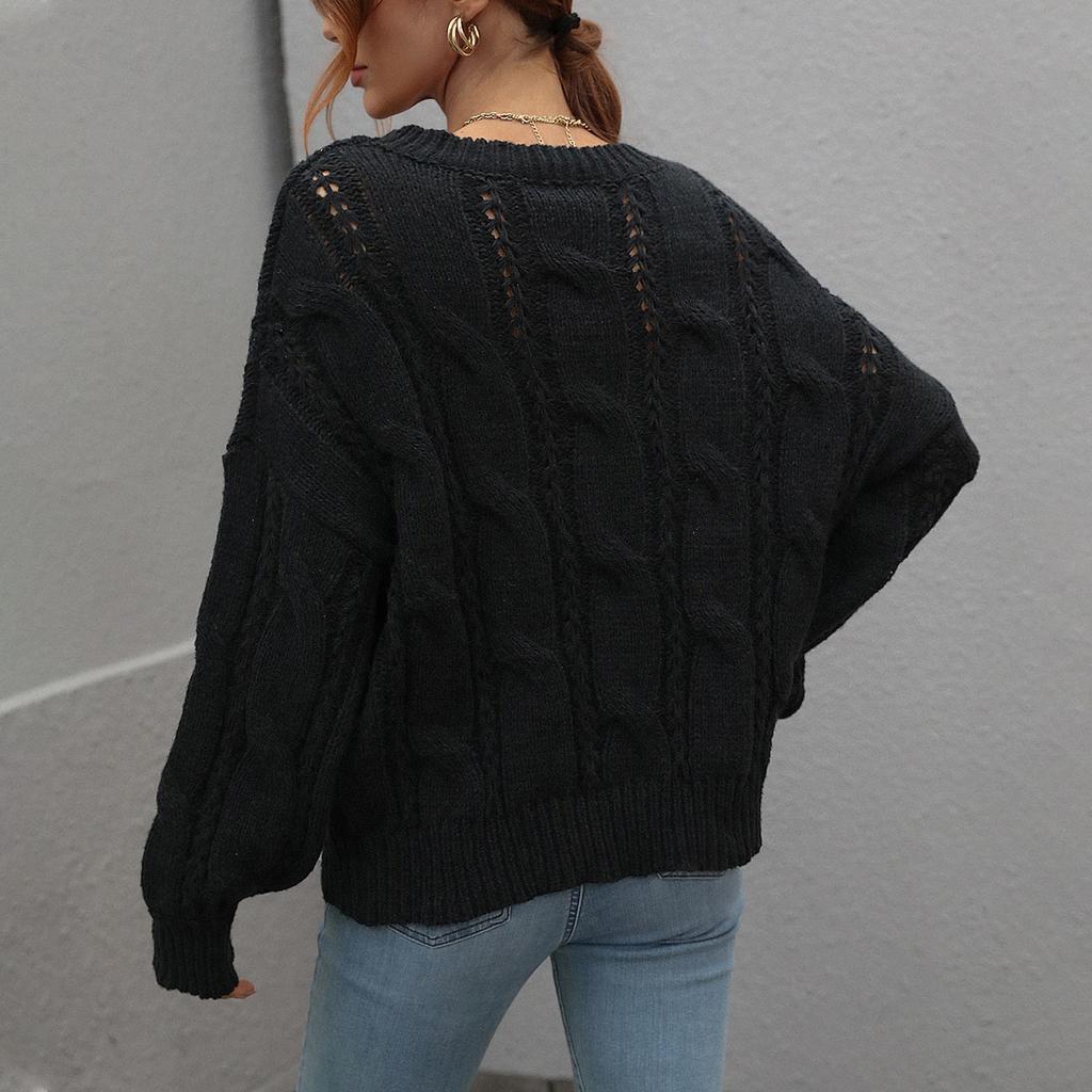 Women's And Winter Round Neck Long Sleeve Knit Sweater Pullover Sweater