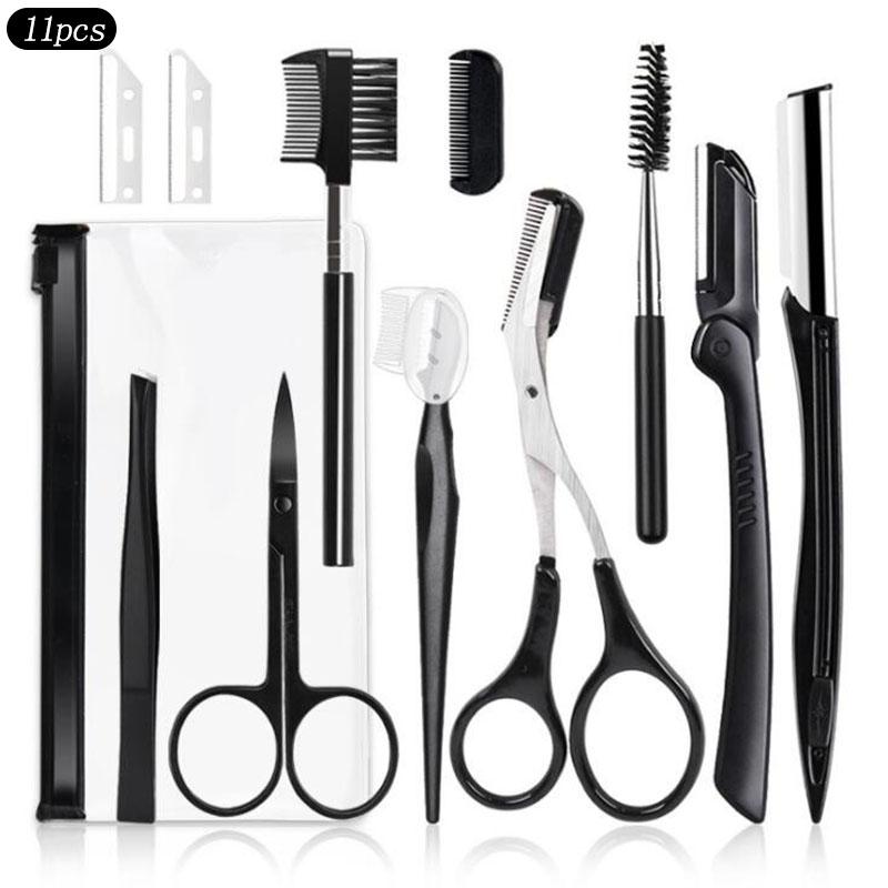 5/11 Stück Faltbarer Augenbrauentrimmer-Set Professionelle Trimmer-Schere Männer- und Frauen-Augenbrauen-Schönheit Anfänger Make-Up-Werkzeuge