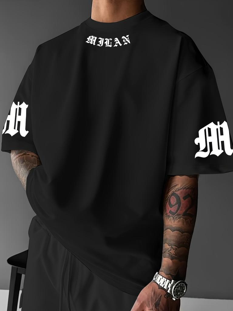 Summer Letter Print Casual T-Shirt Short Sleeve Sports Women's T-shirt Unisex Casual Daily Wear Summer Men's Racing T-shirt